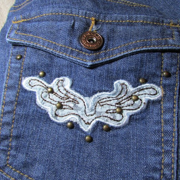 Z Cavaricci Hi Waist Embellished Boot Cut Jeans - Picture 6 of 10